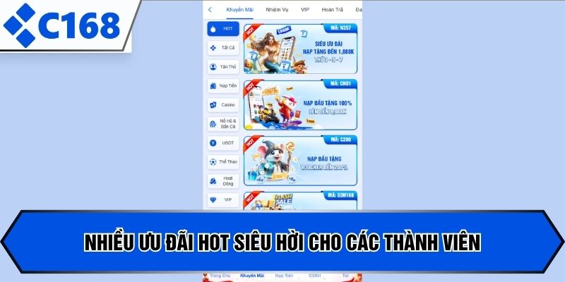 Nhiều ưu đãi hot siêu hời cho các thành viên